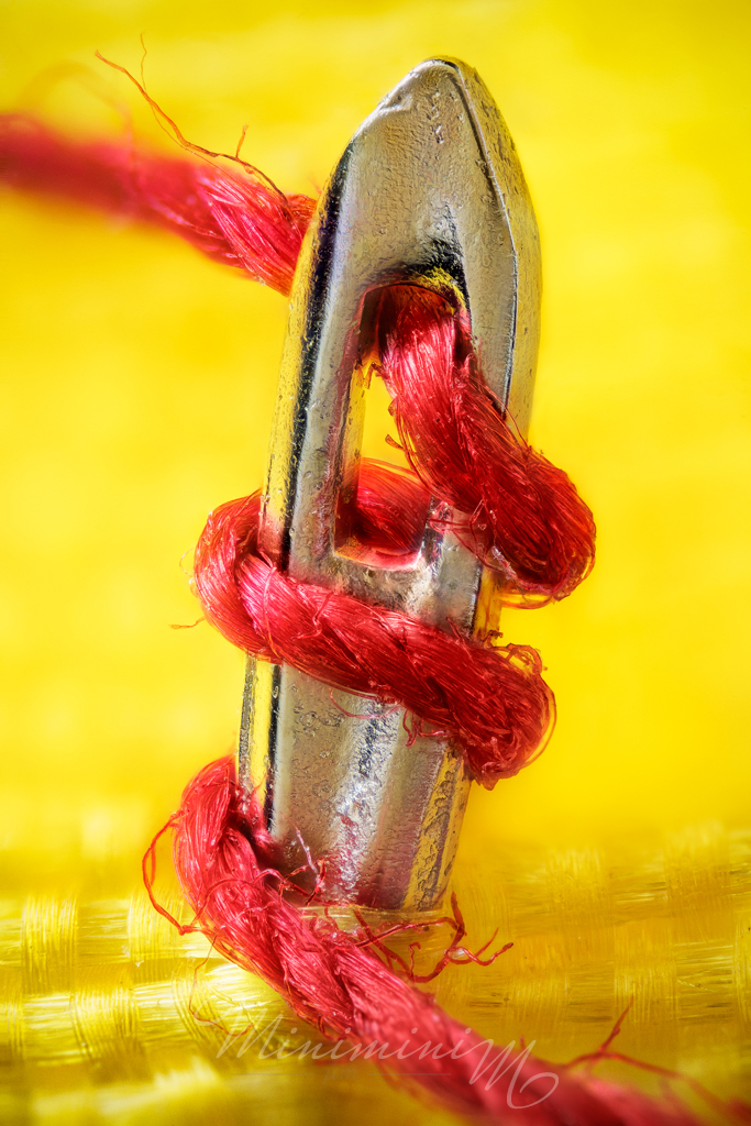 Fotografía macro de una aguja de coser